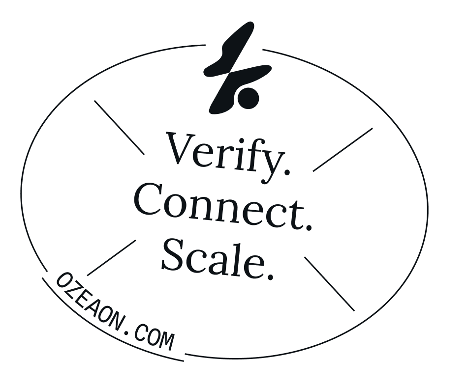 Ozeaon stamp reading Verify. Connect. Scale. with ozeaon.com